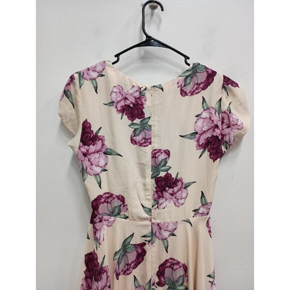 Lulus Womens Hi Low BOHO Maxi Dress Medium Blush Floral Flutter Sleeve Romantic - Picture 8 of 10